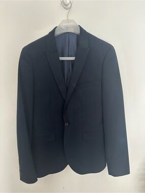 Topman Men's Navy Single-Button Suit Jacket and Pants